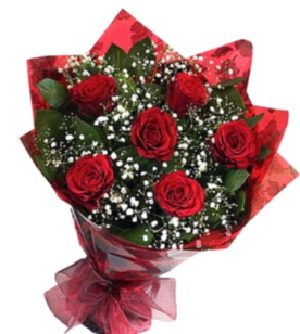 6 adet kırmızı gülden buket  Kastamonu yurtiçi ve yurtdışı çiçek siparişi 