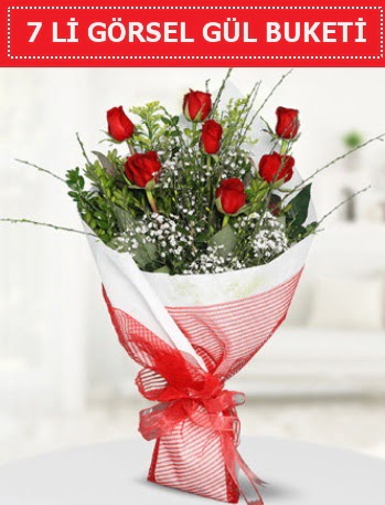 7 adet kırmızı gül buketi Aşk budur  Kastamonu çiçek satışı 