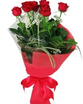 5 adet kırmızı gülden buket  Kastamonu kaliteli taze ve ucuz çiçekler 